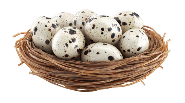 Basket of eggs on wooden surface brown woven basket holds fresh white and brown eggs