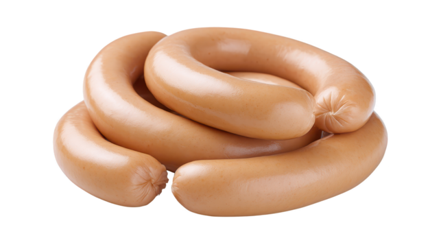 Two sausages rest on dark surface grilled sausages display against a deep black backdrop