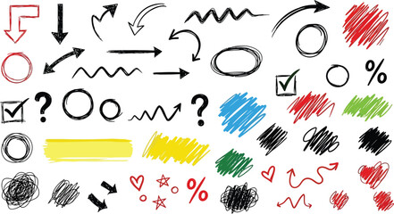Assorted Hand Drawn Symbols Punctuation and Shapes Collection