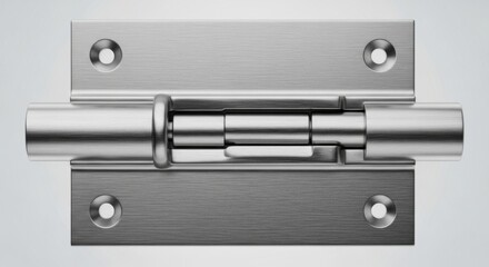 Metal Door Hinge with Stainless Steel Finish on Light Background