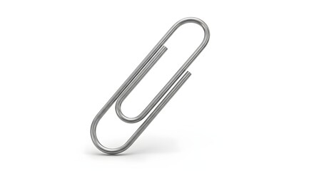 Simple silver paperclip on a clean white background, symbolizing organization and connection