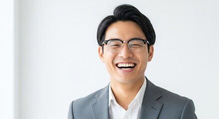 Smiling confident young businessman looking at camera standing in office. elegant stylish corporate leader successful ceo executive manager