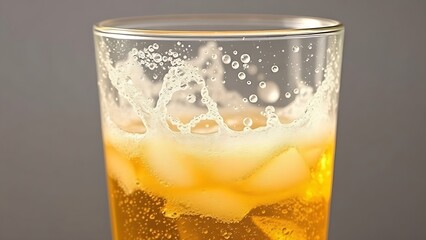desorption. A glass of carbonated drink with rising bubbles and condensation on a clean background. bar promotions, beverage menus, designed for product packaging and bar promotions.