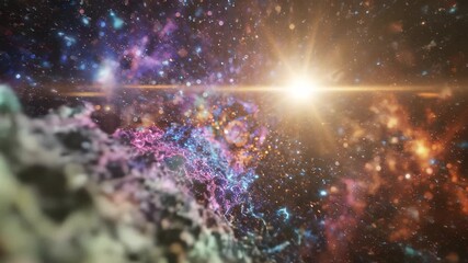 A vibrant cosmic vortex glows with electric colors reminiscent of deep space. This vortex encapsulates the wonder of the universe, drawing the eye toward its colorful core. - Powered by Adobe