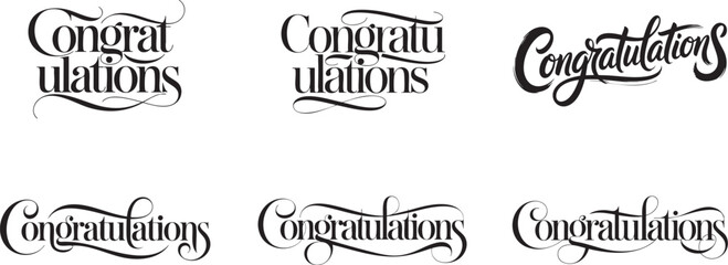 congratulations calligraphy text typography set
