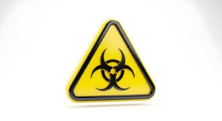 Yellow biohazard warning symbol on a white background, signifying danger and caution.