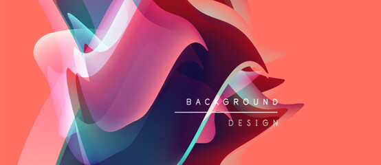 Abstract fluid shapes, vibrant colors blend. Peach background complements dynamic design elements. Text reads background design.