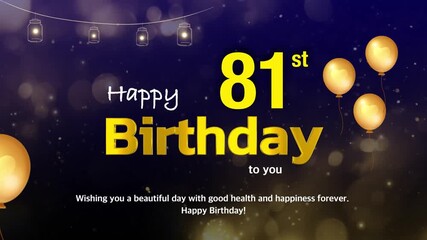 81st Birthday Wishes Greeting Card Template – Golden Text with Bokeh Lights, Celebration Background | 4K Birthday Wishes Video Template