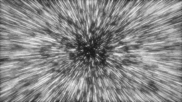 Dynamic lightspeed tunnel with glowing streaks visualizing a hyperspace jump and futuristic spacecraft motion