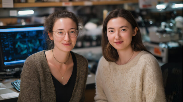 A startup team developing biodegradable plastics from fermented plant starches, testing tensile strength on advanced equipment &mdash; bio-based materials, compostable packaging innovation, and plastic