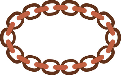 Brown vector chain icon forming a complete circular loop with interconnected oval links on a transparent background