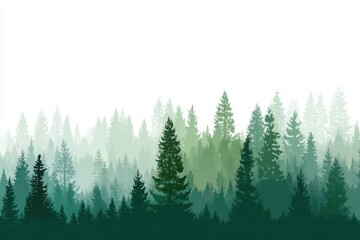Fototapeta premium Minimalist green forest skyline on a pristine white backdrop