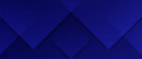 Dark blue abstract background with overlapping geometric squares.