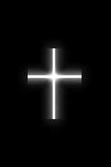 Obraz premium Minimalist white cross on a black background â€” high-contrast abstract symbol