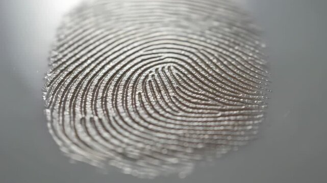 Macro shot showing a fingerprint being revealed on a surface by dusting with magnetic powder, an essential technique used by forensic investigators to solve crimes and identify suspects