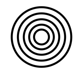 Black concentric circles icon on transparent background for target symbols, ripple patterns, minimal design elements, and abstract graphic decoration
