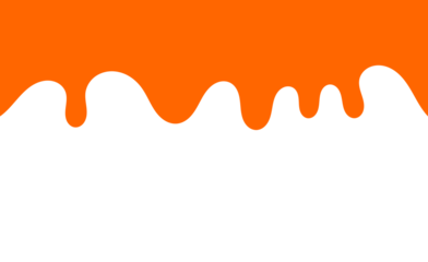Orange dripping paint border on transparent background for creative design edges, splash overlays, banners, highlights, and graphic decoration