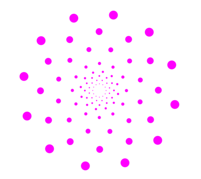 Pink dotted spiral pattern on transparent background