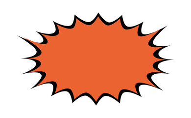 Orange comic starburst shape for labels, sale stickers and retro pop art graphic design