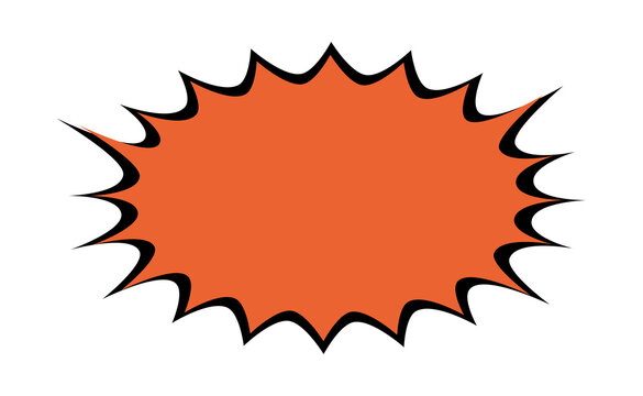 Orange comic starburst shape for labels, sale stickers and retro pop art graphic design