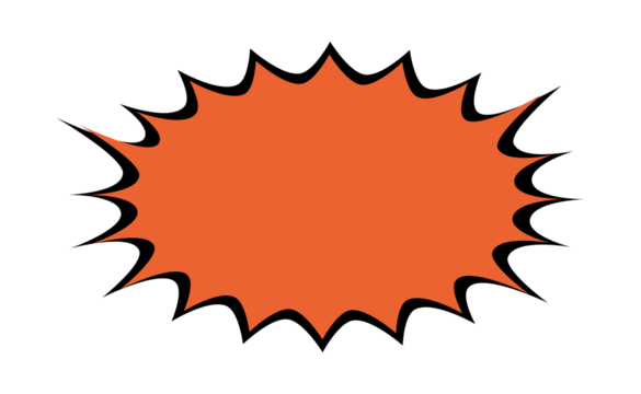 Orange comic starburst shape for labels, sale stickers and retro pop art graphic design - Powered by Adobe