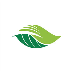 Creative logo template featuring a green hand cradling a leaf, symbolizing environmental care, natural wellness, and sustainable growth, a vector illustration for eco concepts
