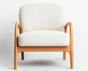 Modern wooden armchair with a curved back, soft upholstery, and a solid ashwood frame