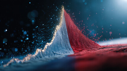 Digital data showing financial growth and market success