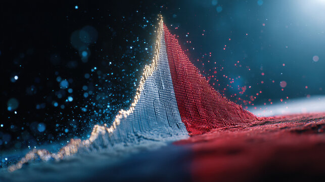 Digital data showing financial growth and market success