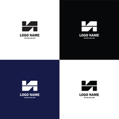 Simple Initial Letter N  Logo. Black Geometric Shape isolated on Double Background. Usable for Business and Branding Logos
