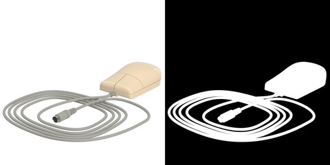 3D rendering illustration of a Vintage Two-Button Computer Mouse