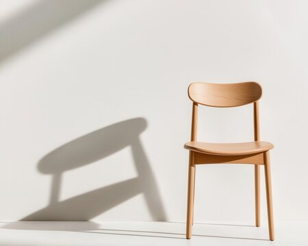 Modern wooden dining chair with smooth curved backrest, seamless joinery, and a soft natural tone