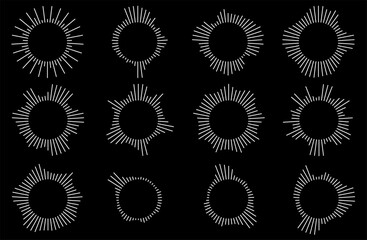 Waveform, sound, audio, sound waves, vibration, etc. icon set white line