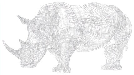 Obraz premium A detailed pen and ink style drawing of a rhinoceros