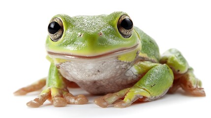 green tree frog isolated on the white background 