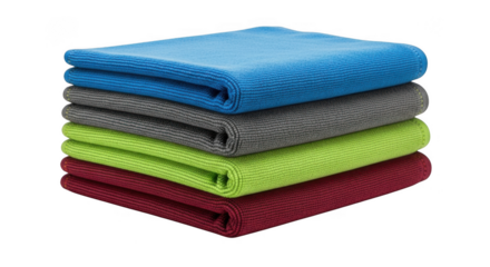 Stack of colorful folded towels isolated on transparent background
