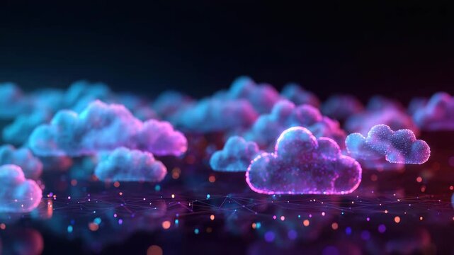 digital cloud in web space illustrated animation