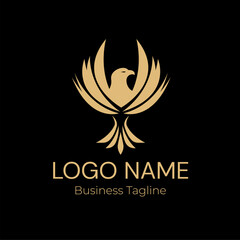 Logo Bird Gold  Business Company Design Template