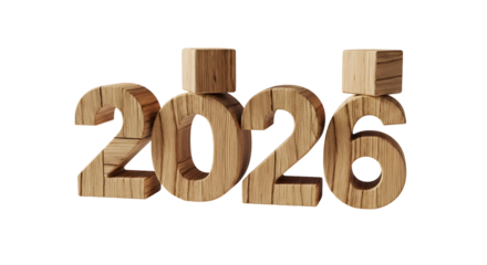 Wooden Numbers 2026 Showing A Futuristic Vision Representing New Opportunities And Innovation