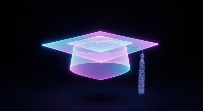futuristic virtual graduation icon emphasizing technology and educational success in digital realms