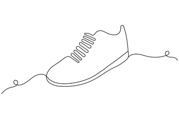 Fototapeta premium Shoe continuous one line drawing vector illustration featuring smooth outlines and a stylish form.