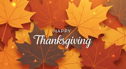 Happy Thanksgiving Celebration with Autumn Maple Leaves - A Warm Seasonal Greeting