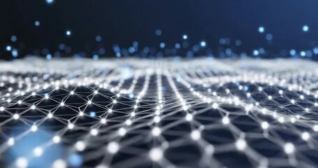 Futuristic digital plexus wave of glowing nodes representing technology and global networks - Powered by Adobe