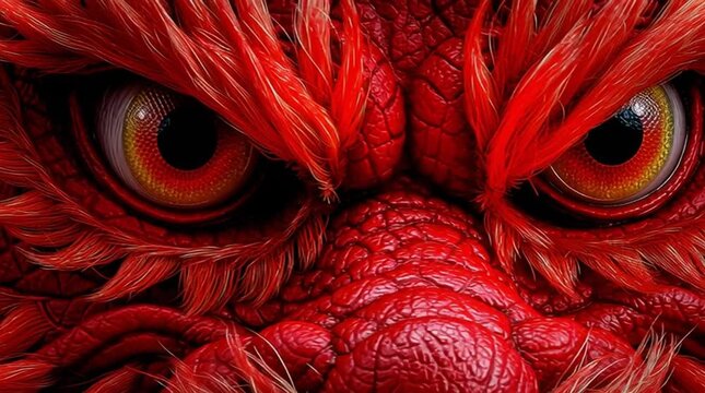 Chinese New Year. Close-up of the red dragon's head.