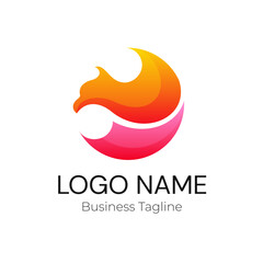 Logo Fox Orange Pink Business Company Design Template