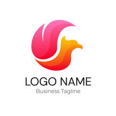 Logo Fox Orange Pink Business Company Design Template