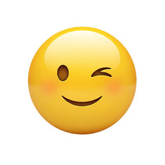 Fototapeta premium Watercolor Yellow winking smiley face with blush isolated on a transparent background