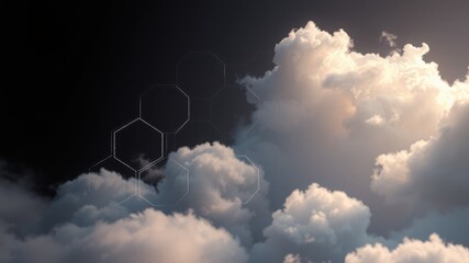 Serotonin Molecule in Dreamy Cloudscape: A Conceptual Exploration of Mood and Atmosphere.