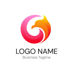 Logo Fox Orange Pink Business Company Design Template
