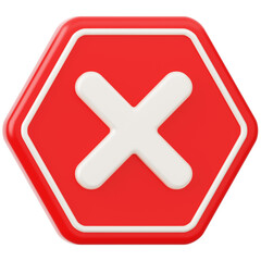 Cross Danger Sign 3D Icon